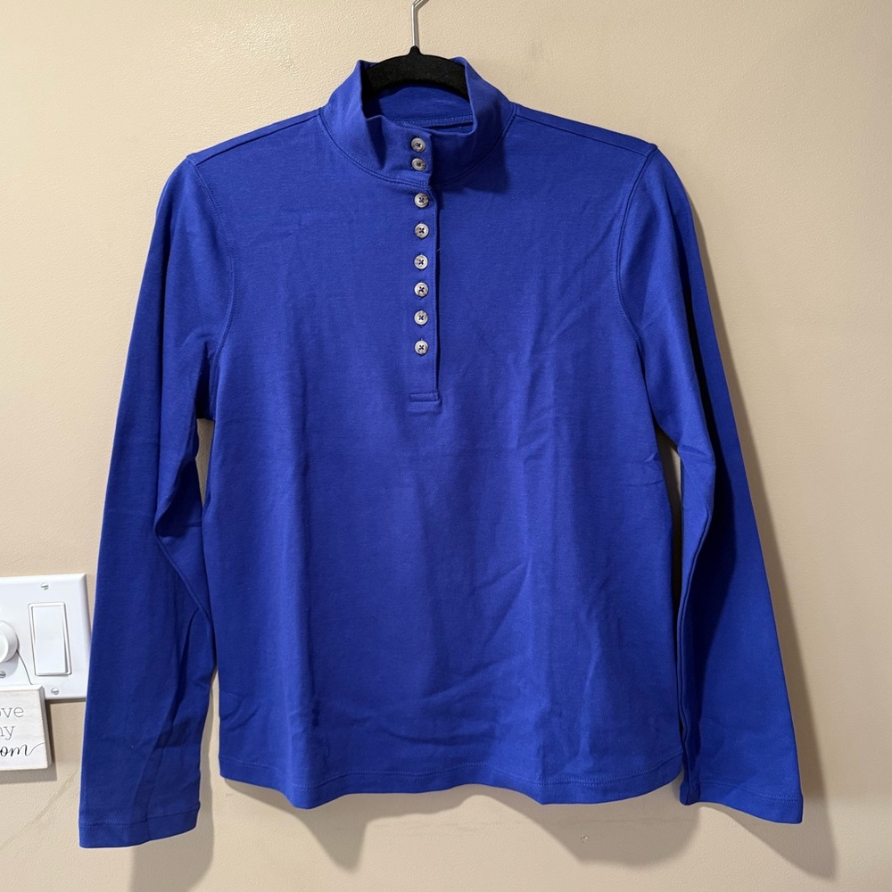 NWOT Appleseed’s Purple Mock Neck Button-Up T-Shirt - Picture 7 of 13